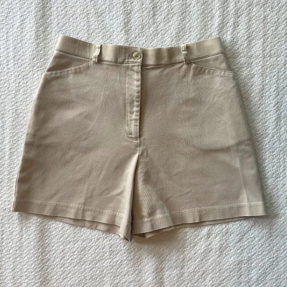 Vintage Tribella Petite Khaki Cotton Shorts